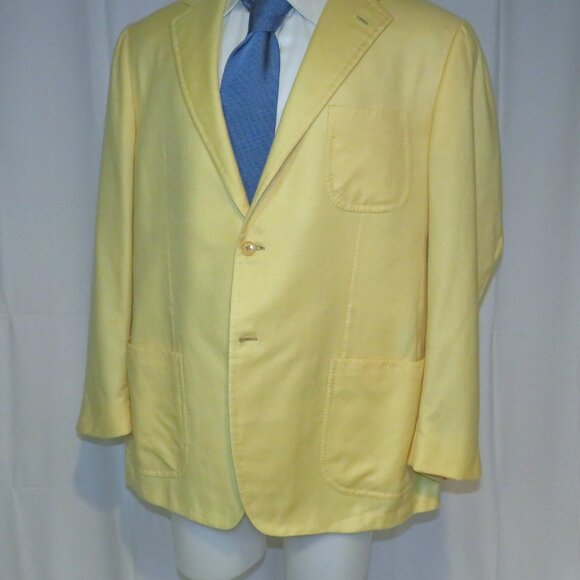 Tincati x Partenopea Bespoke Yellow Weave Cashmere Two Button Sport Coat 44L - Picture 6 of 15